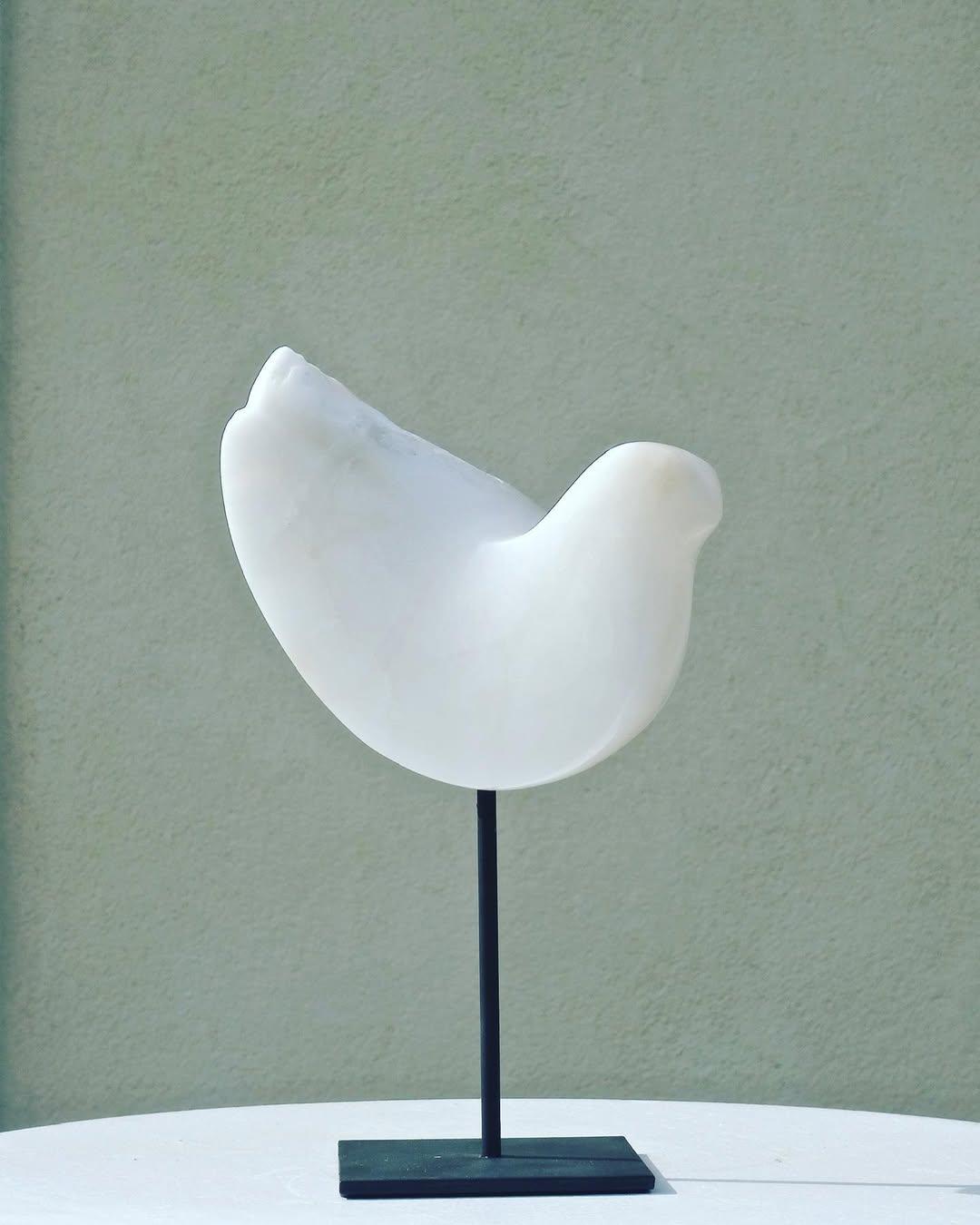 White Marble Bird Sculpture