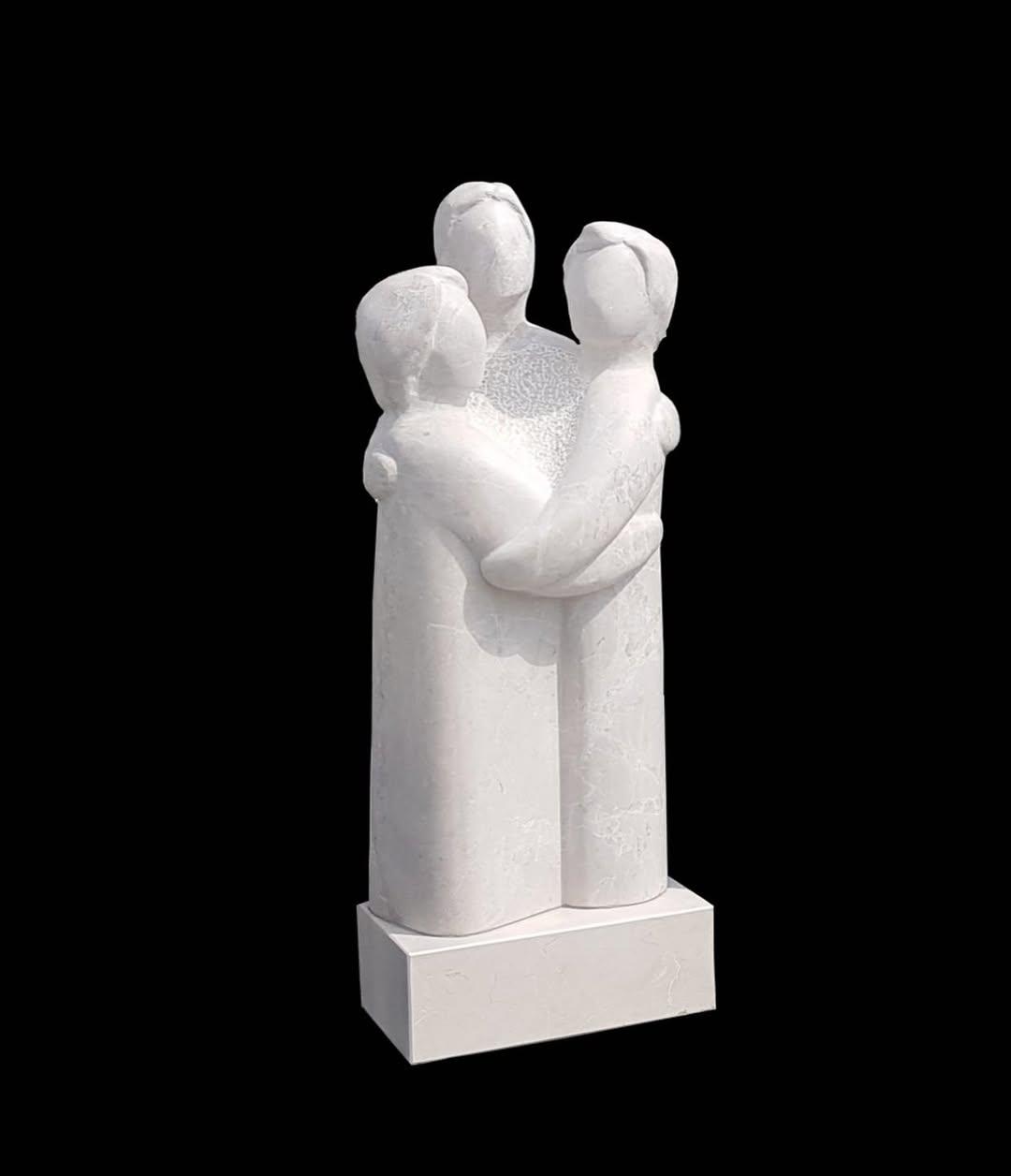 White Marble Family Sculpture - Image 2