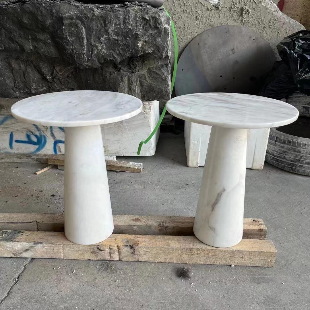 White Marble Pedestal Table Set
