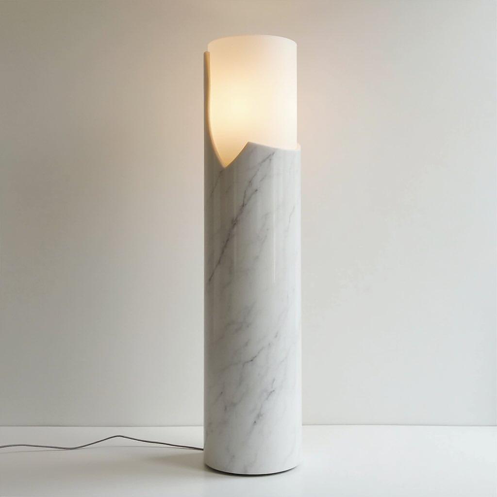White Marble Cylinder Lamp