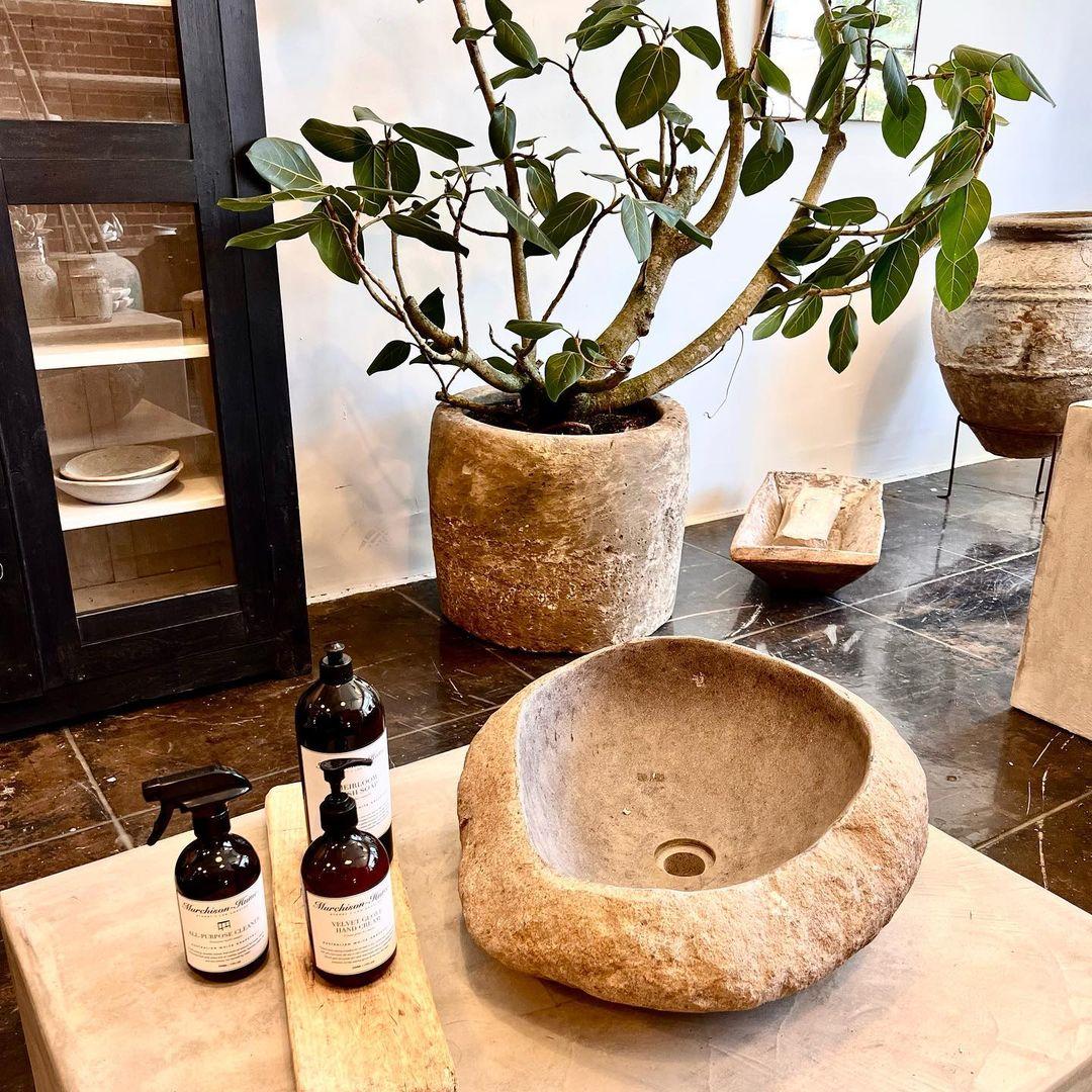 Rustic Sandstone Planter and Basin Set