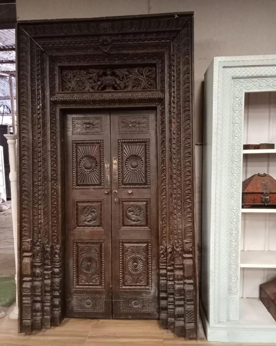 Vintage Carved Wooden Door