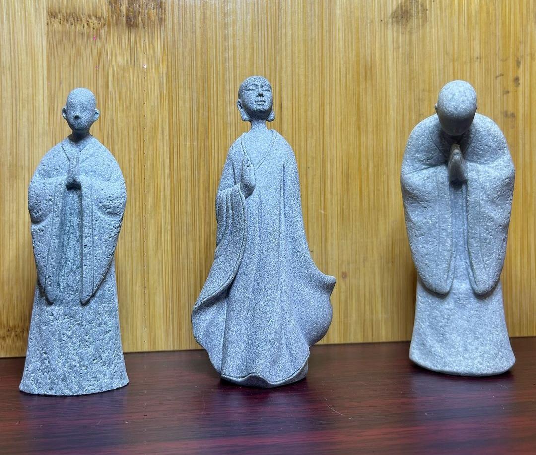 Bali Marble Monk Figurine Set