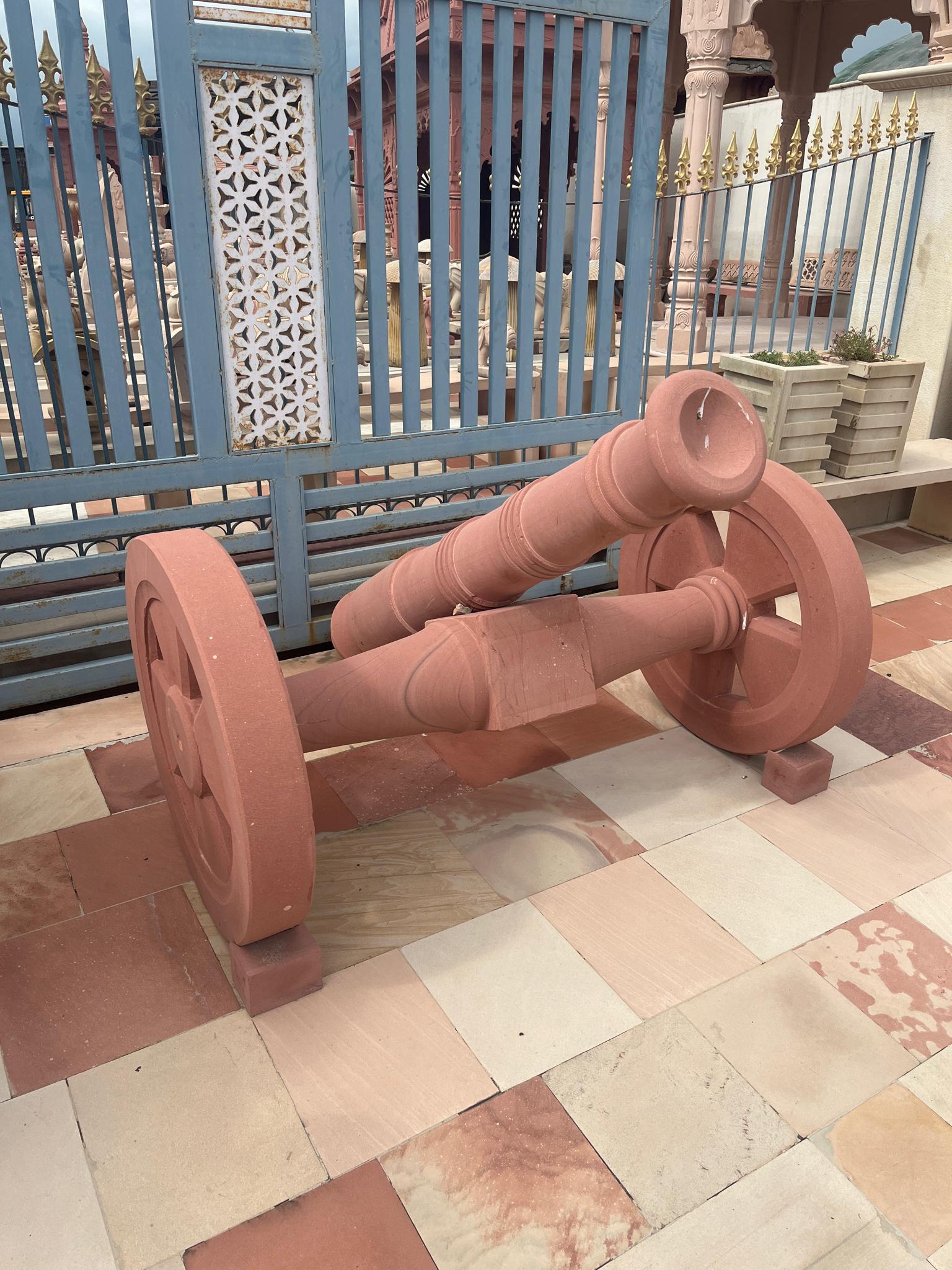 Agra Red Sandstone Cannon Sculpture