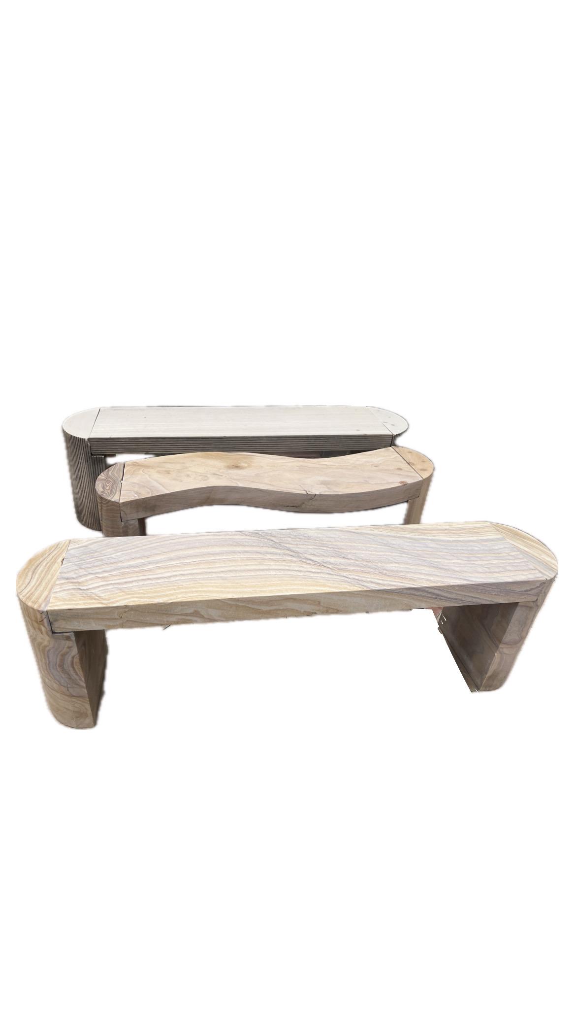 Sandstone Wave Bench Set