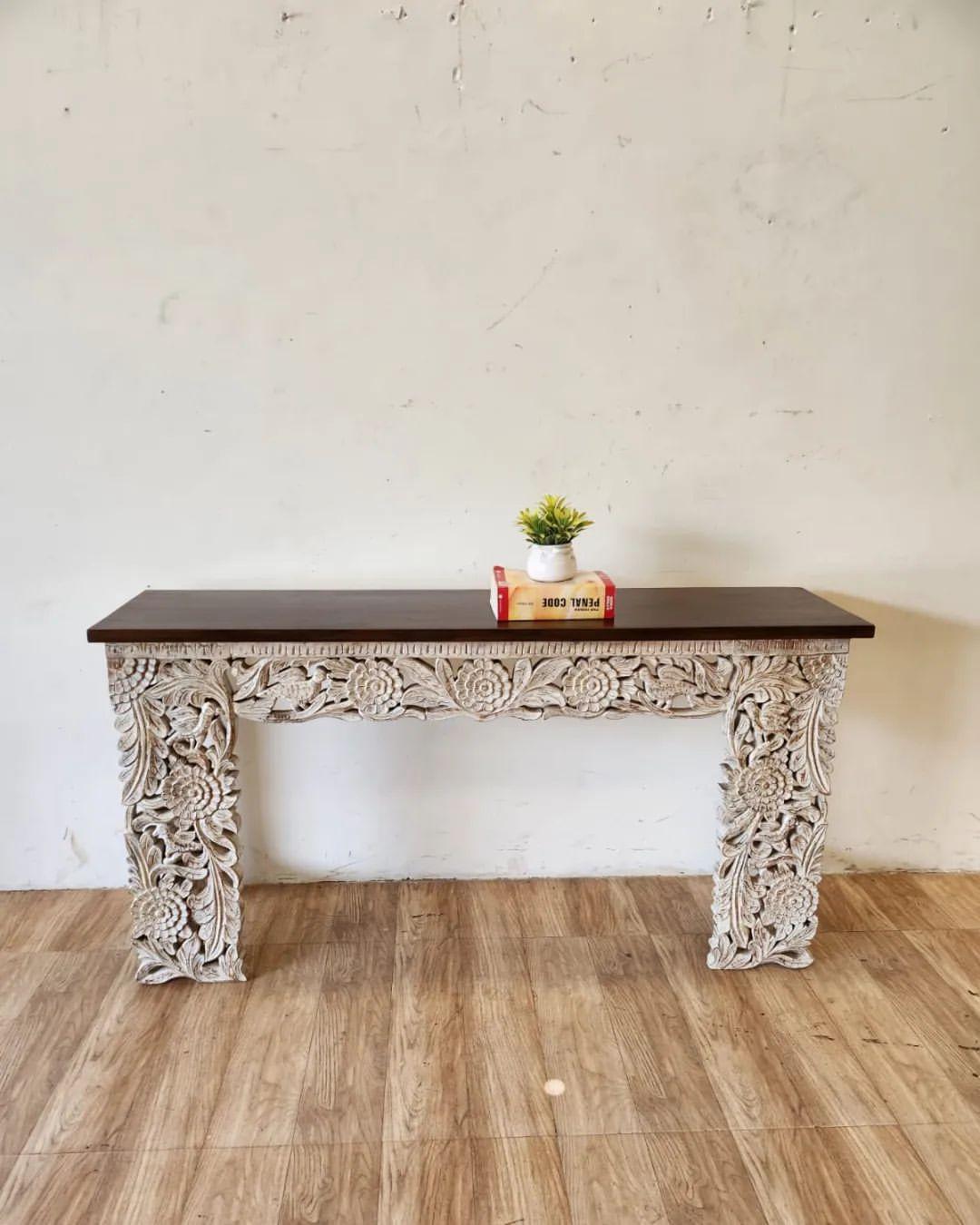Carved Wooden Console Table