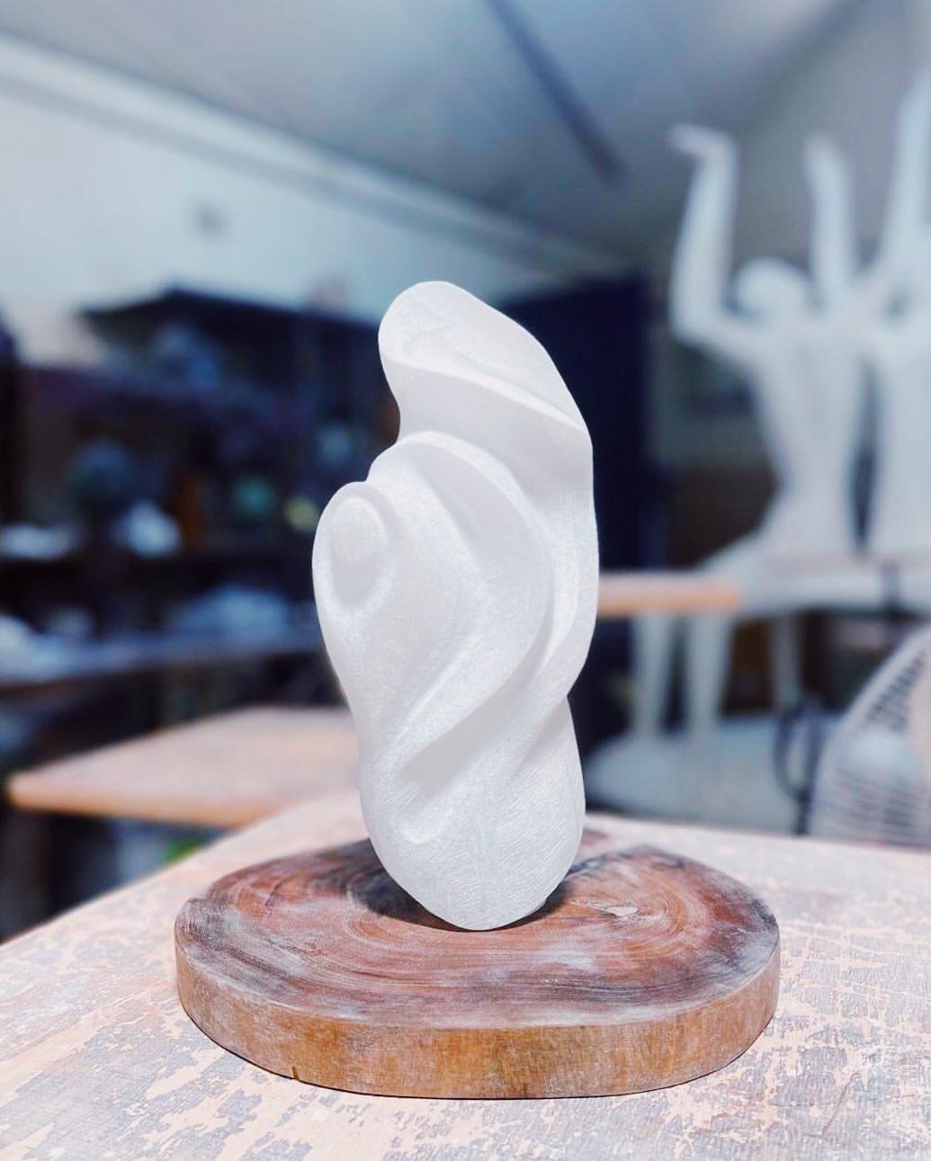 Abstract White Marble Sculpture