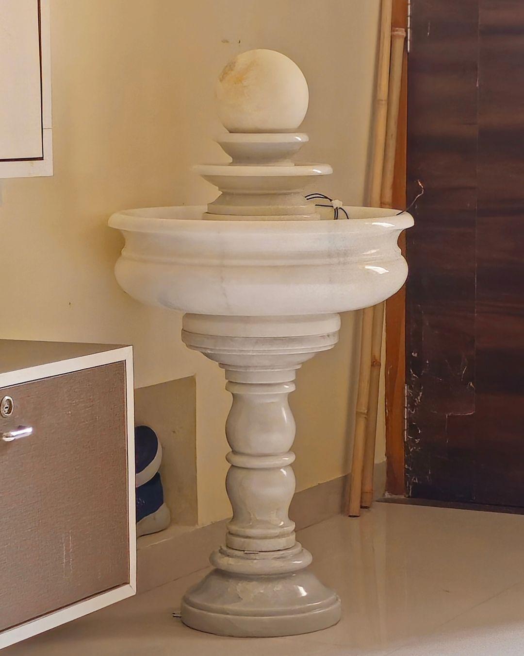 White Marble Pedestal Fountain
