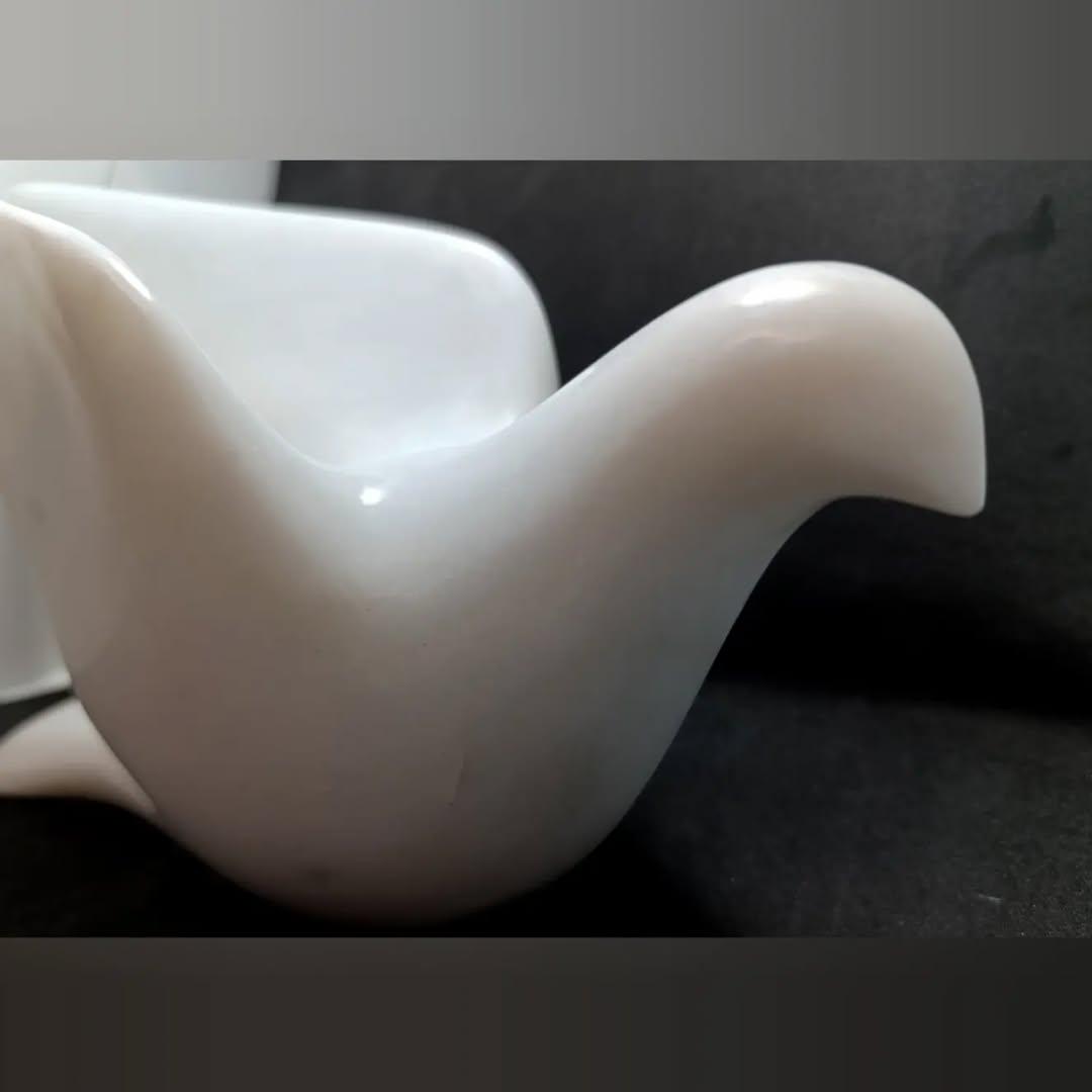 White Marble Abstract Bird Sculpture - Image 3