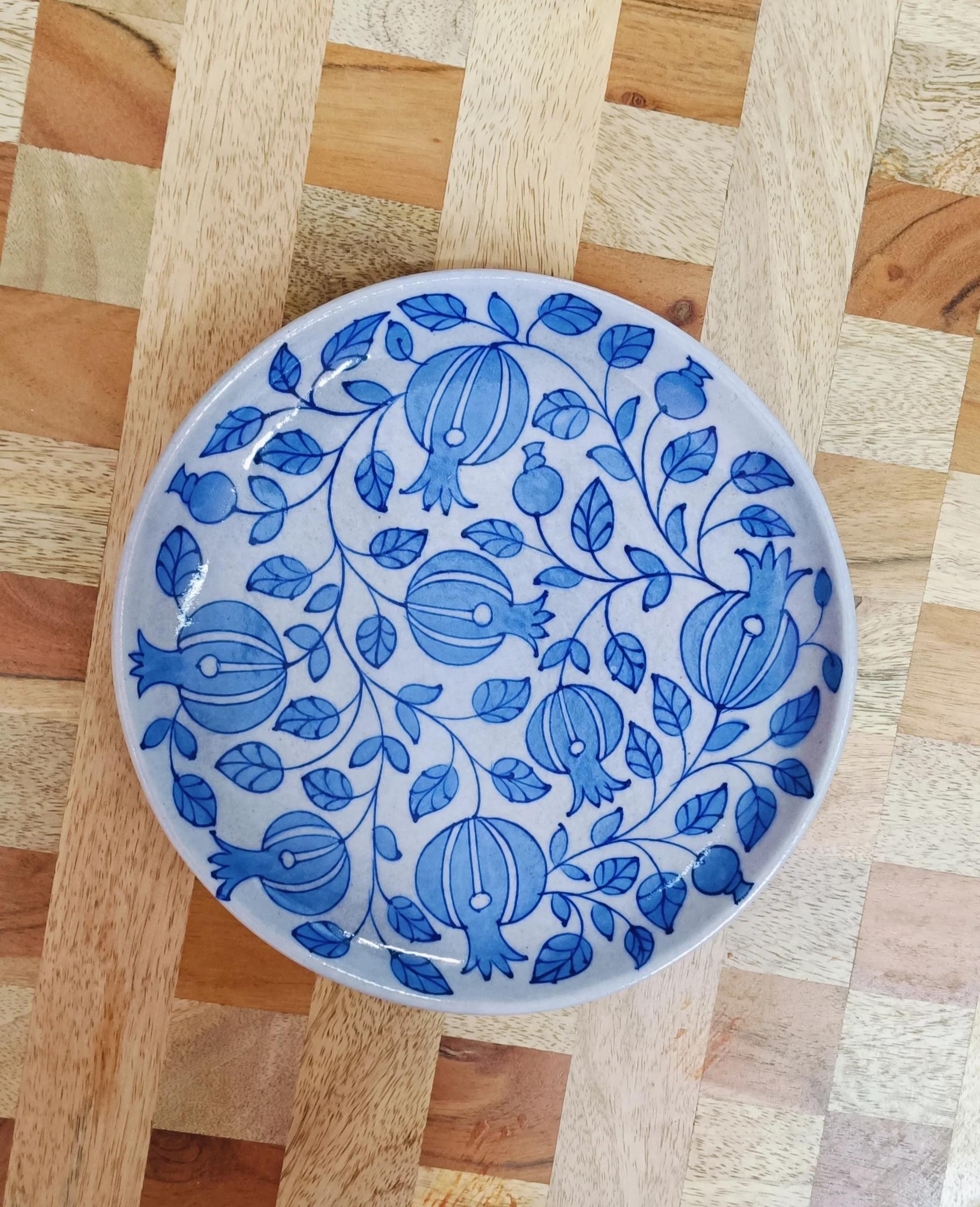 Blue Pottery Pomegranate Plate