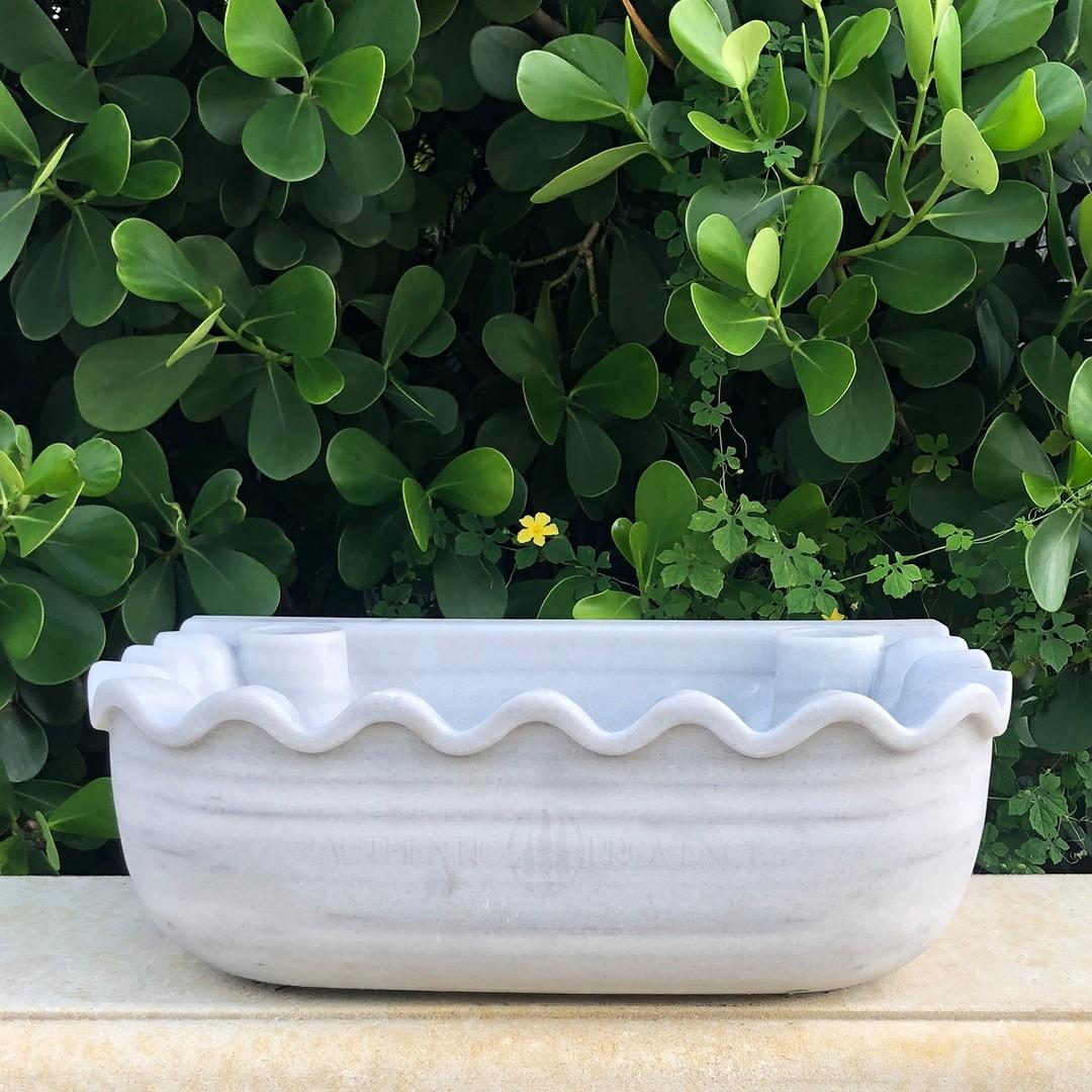 White Marble Wavy Edge Washbasin