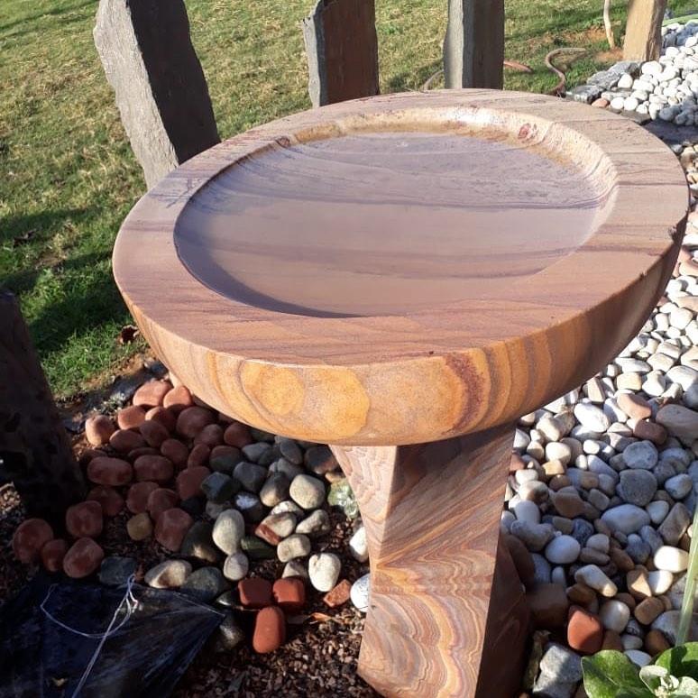 Rainbow Sandstone Pedestal Bird Bath