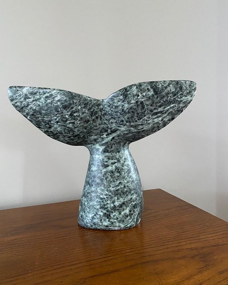 Green Marble Whale Tail Sculpture