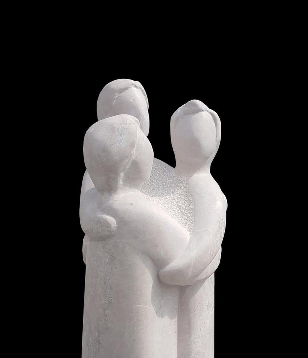 White Marble Family Sculpture - Image 4