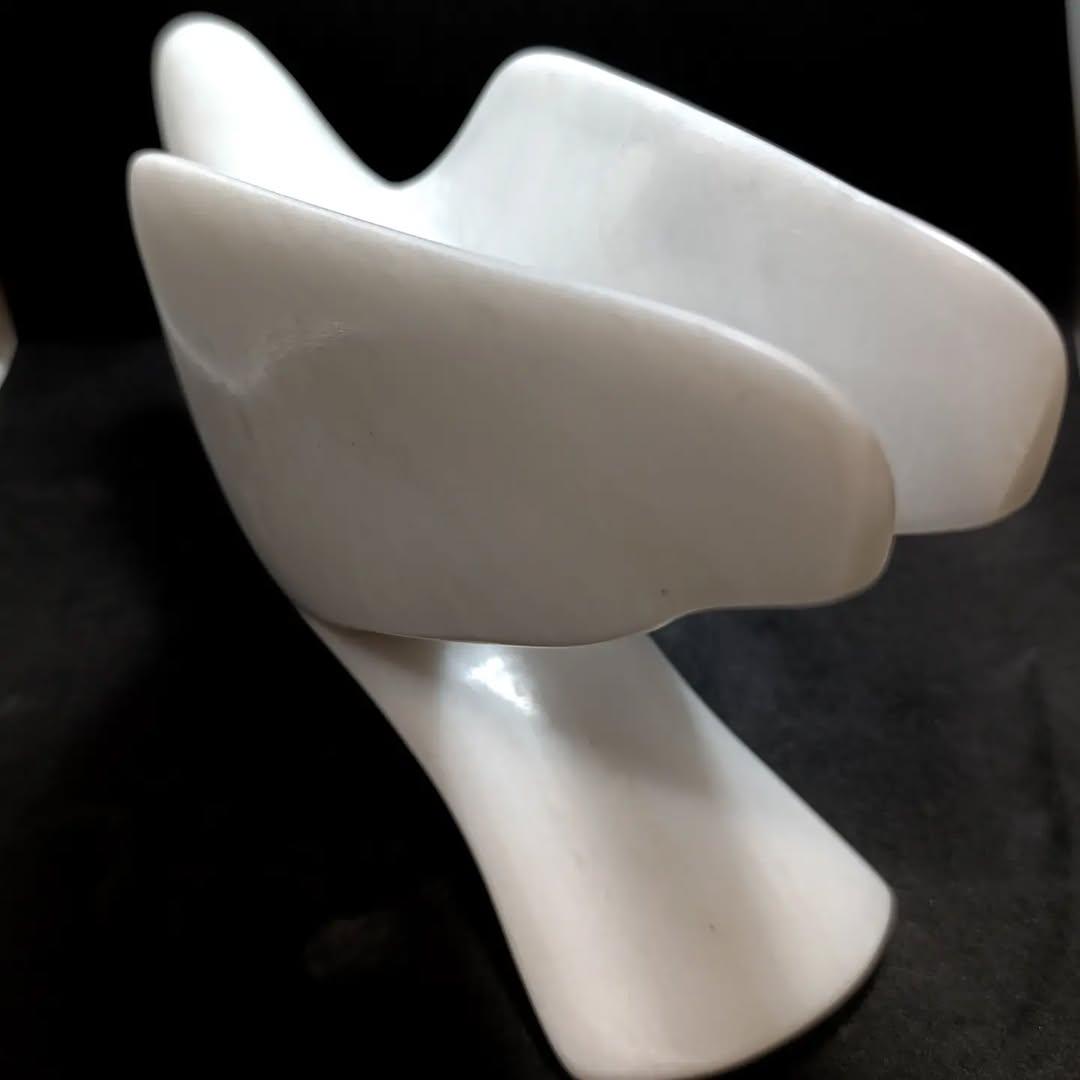 White Marble Abstract Bird Sculpture - Image 5