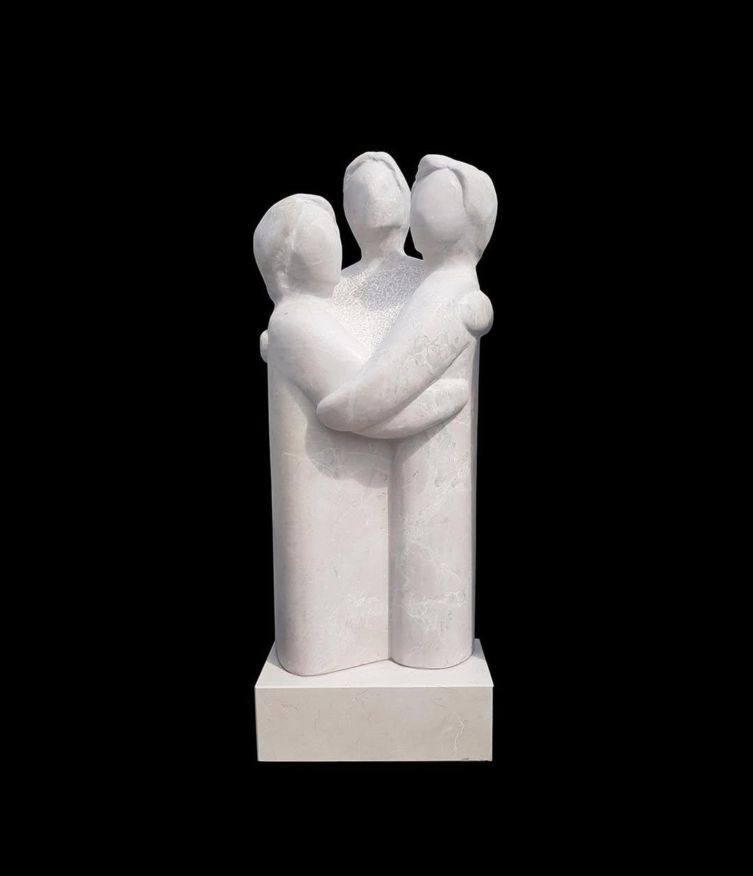 White Marble Family Sculpture