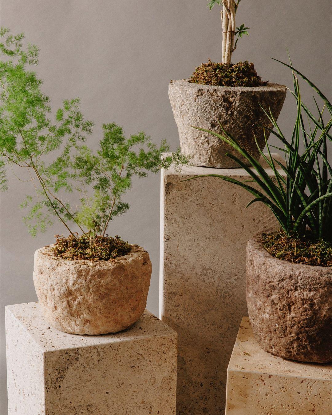 Natural Textured Sandstone Planter Set - Image 4