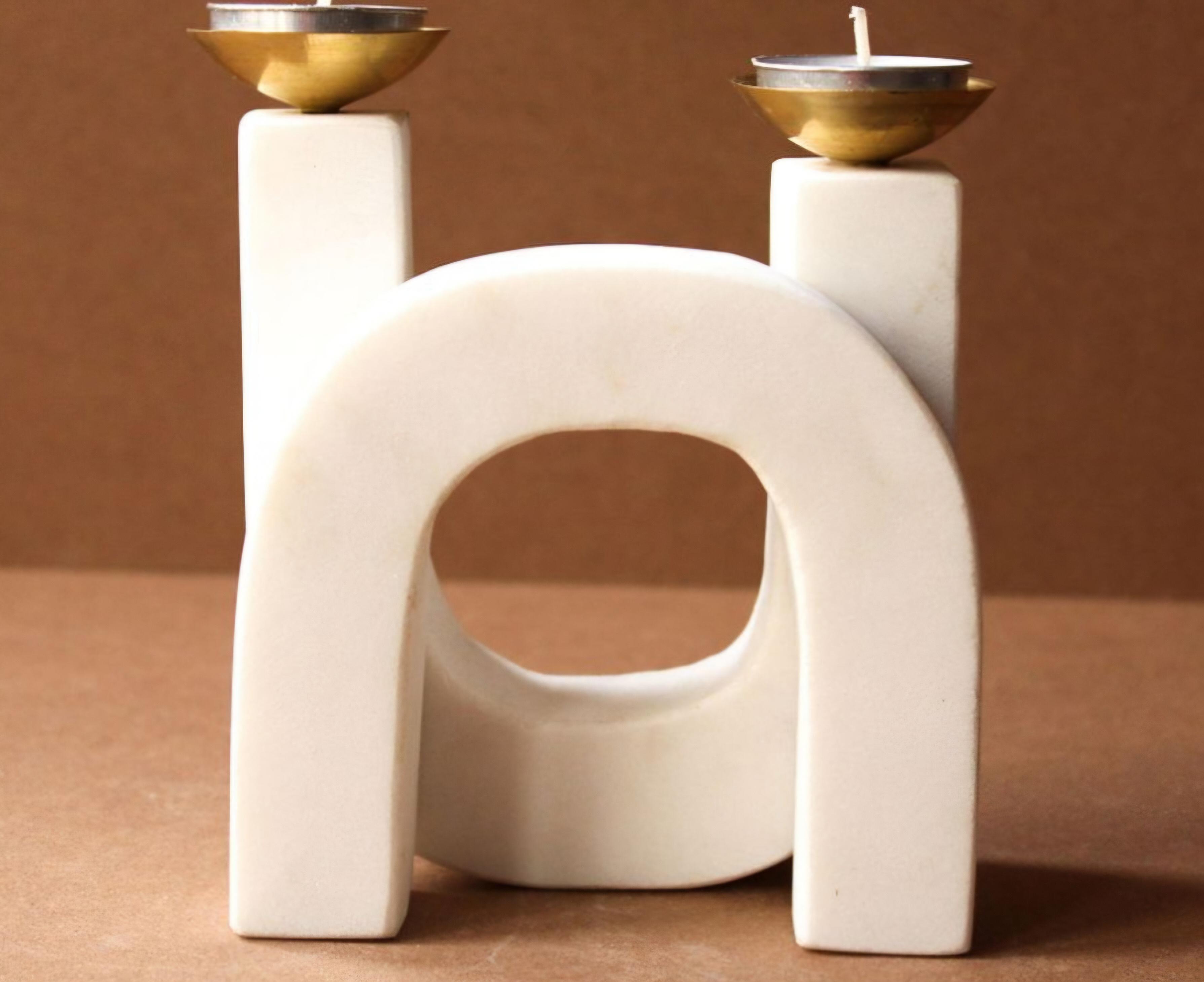 White Marble Arch Candle Holder