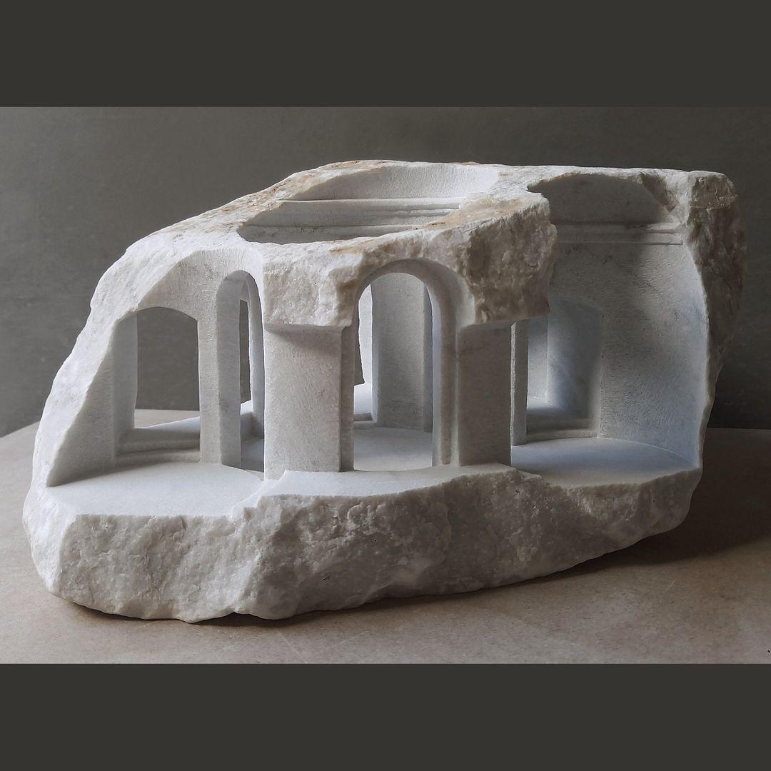 White Marble Architectural Sculpture - Image 3