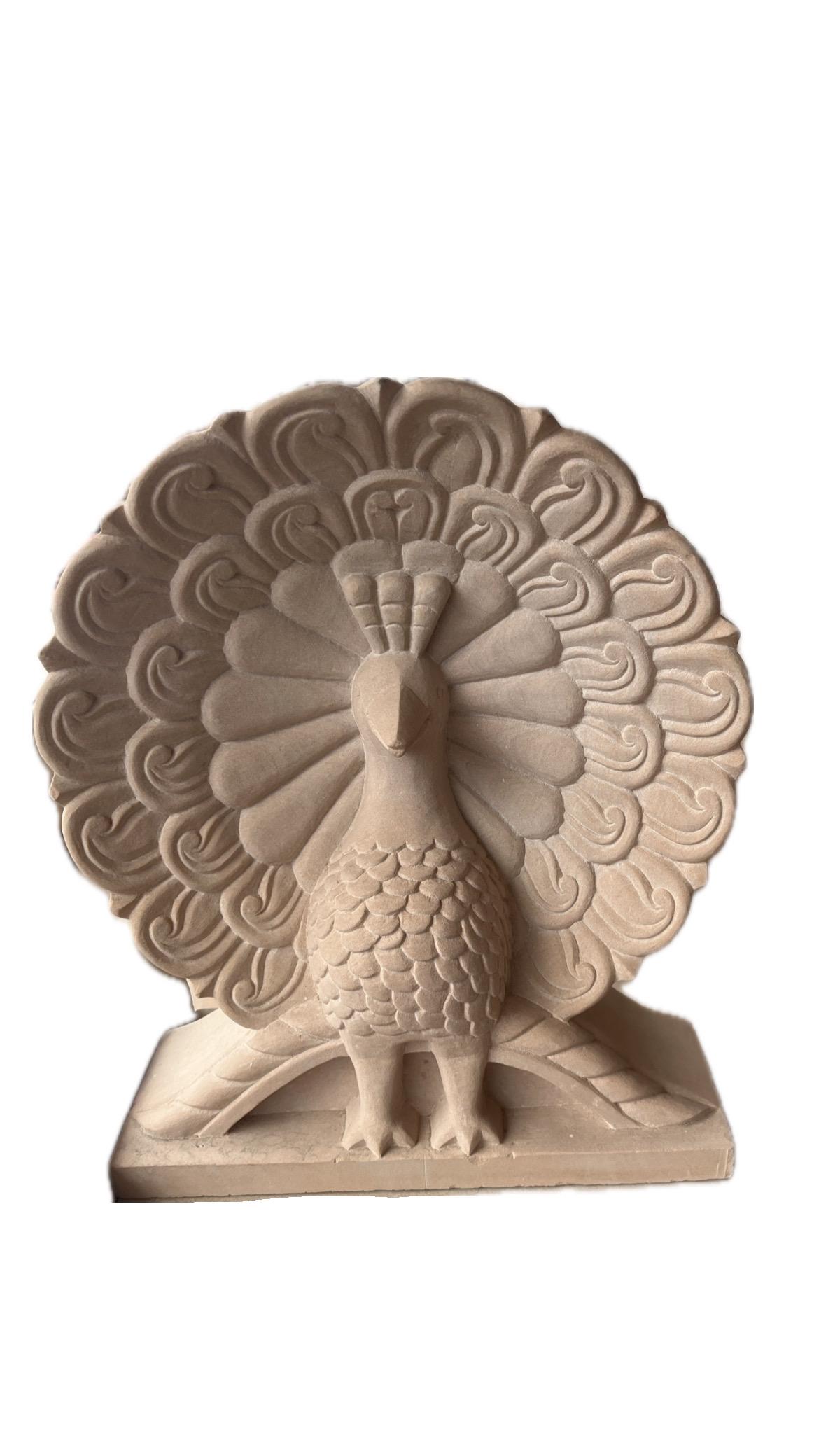 Sandstone Peacock Garden Sculpture