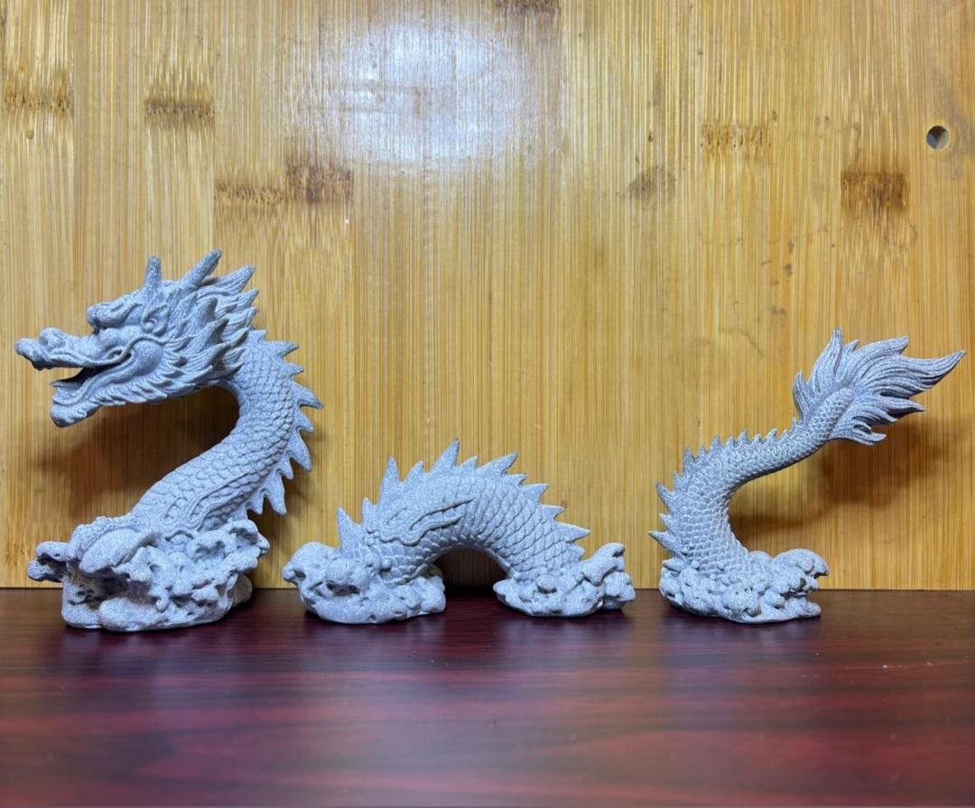 Bali Marble Dragon Sculpture Set