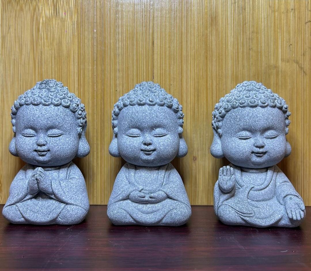 Bali Marble Baby Buddha Figurine Set