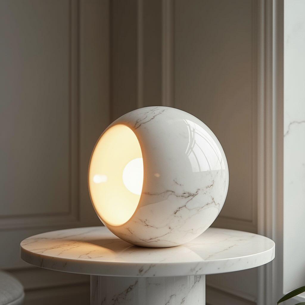 White Marble Orb Lamp - Image 2