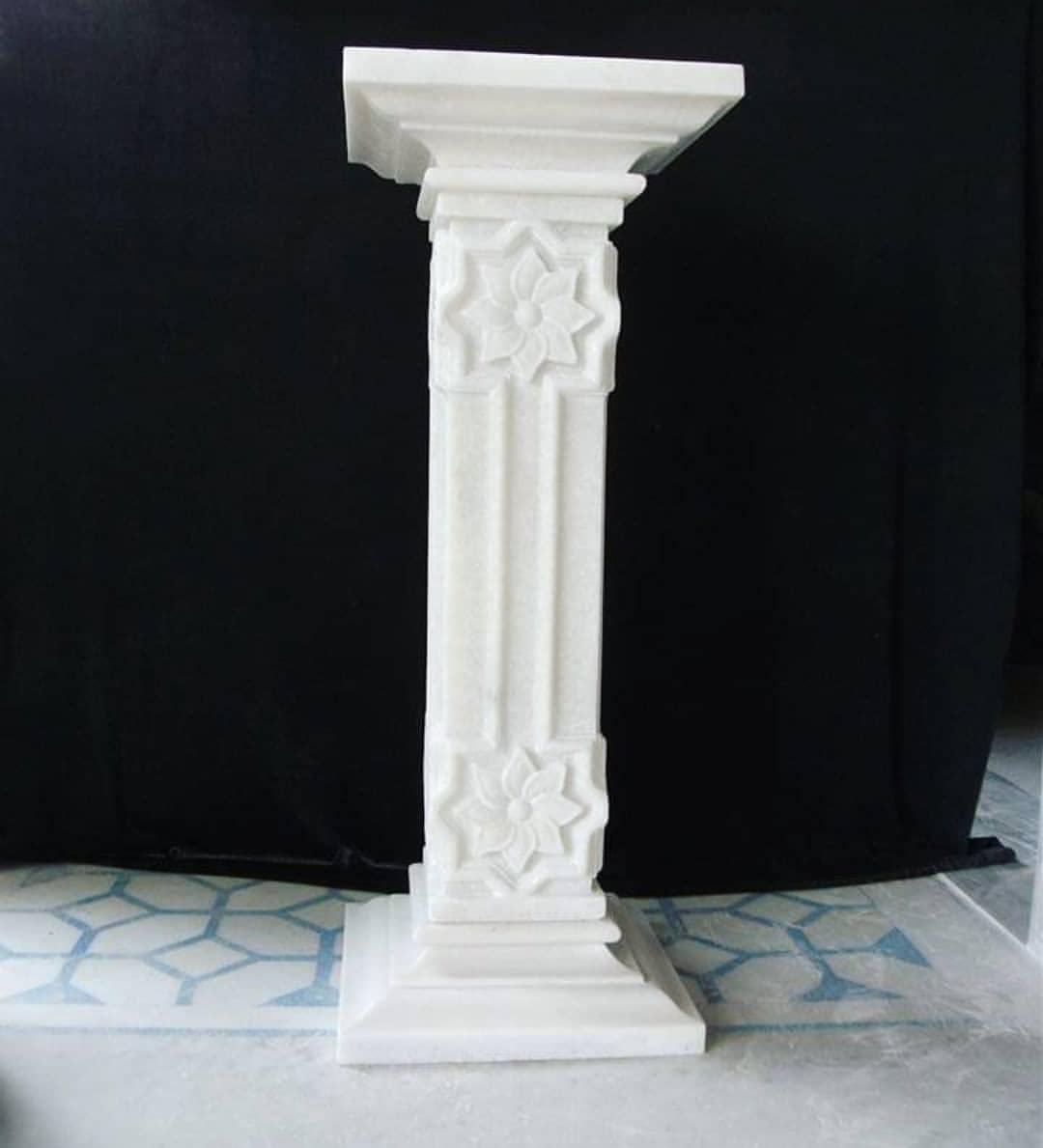 White Marble Floral Column