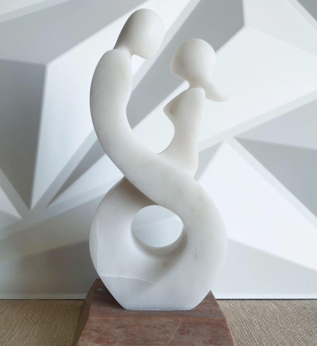 White Marble Abstract Sculpture - Image 2