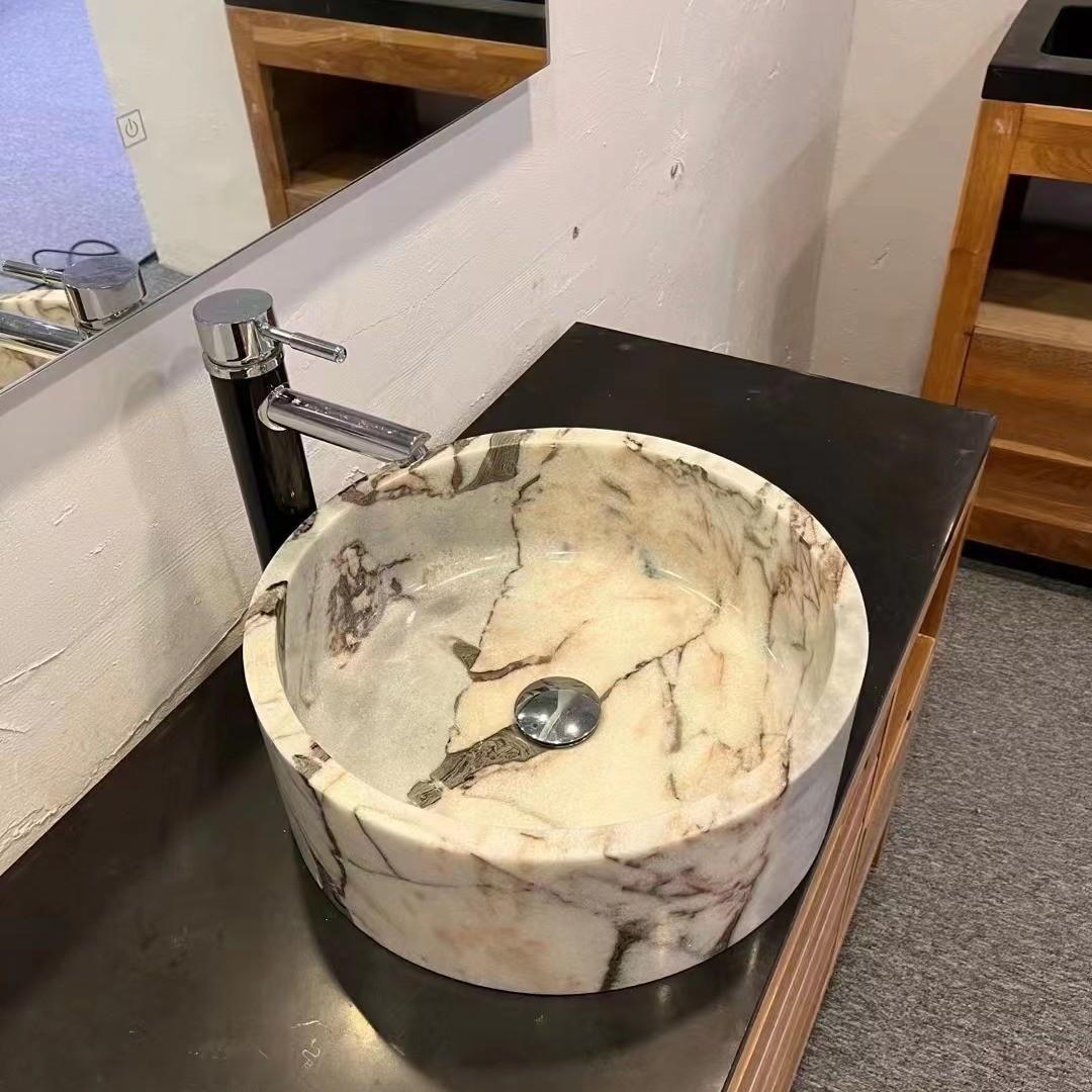 White Marble Round Washbasin