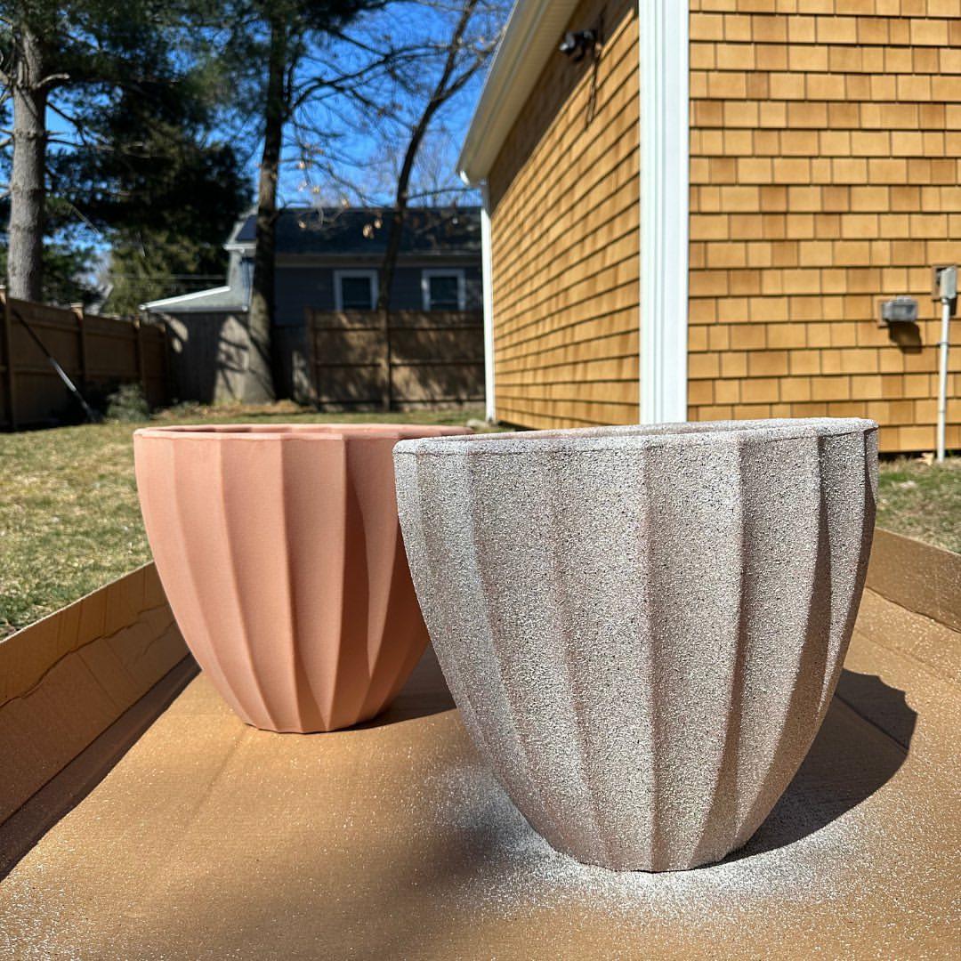 Dual-Tone Fluted Sandstone Planters - Image 2