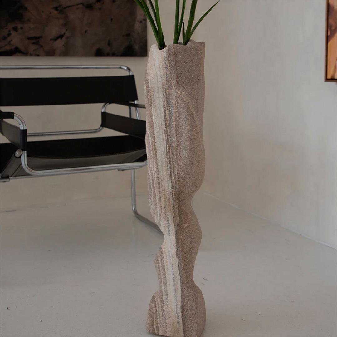 Sandstone Tall Sculptural Vase