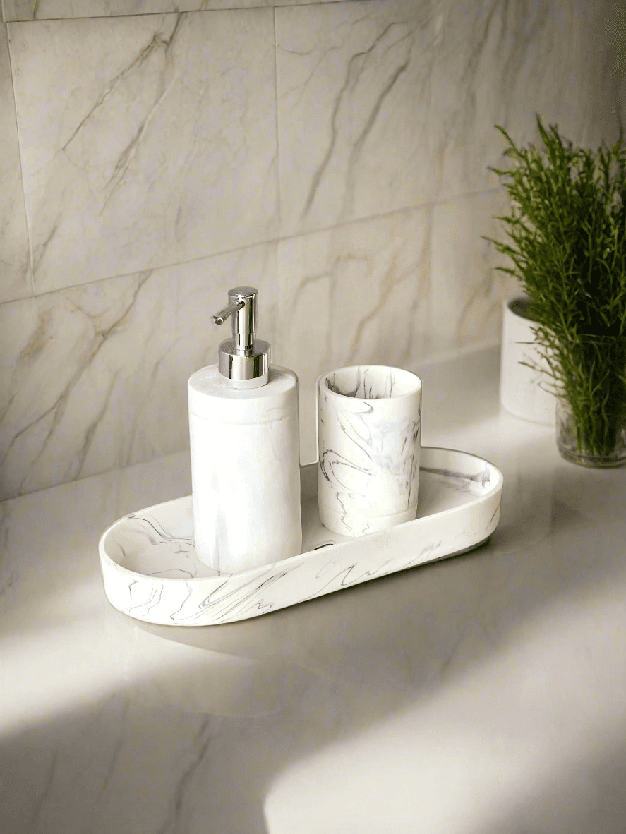 White Marble Bathware Set