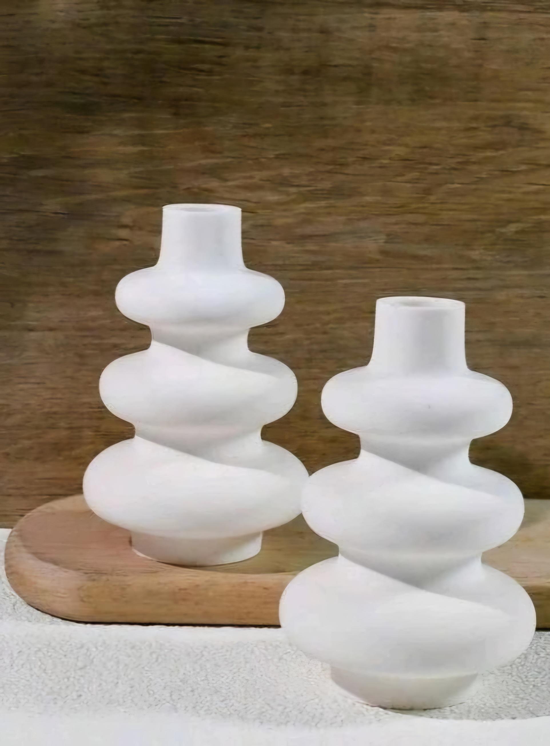 White Marble Vase Set