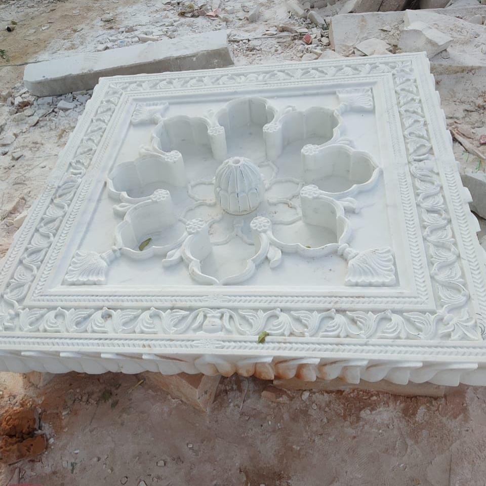 White Marble Floral Fountain