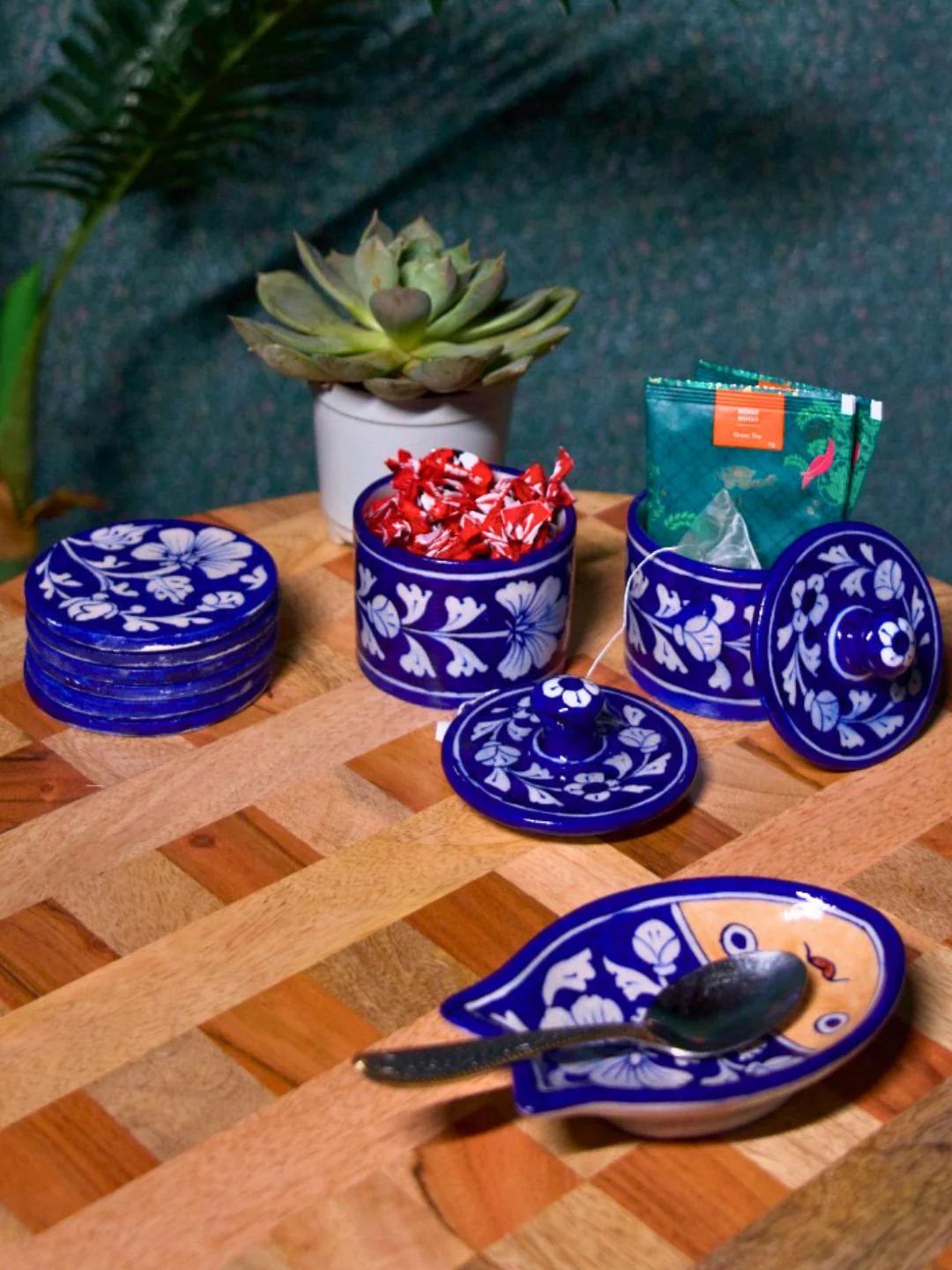 Blue Pottery Kitchen Set