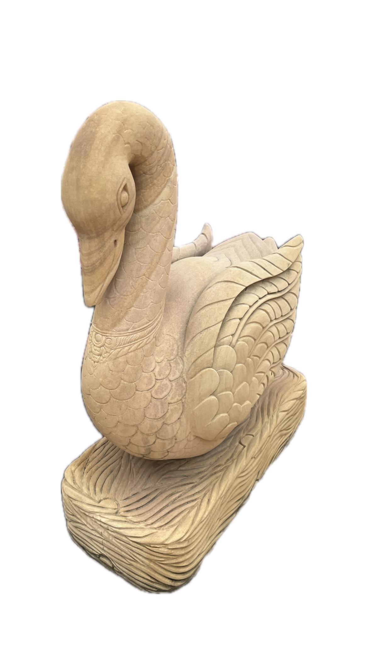 Sandstone Swan Garden Sculpture