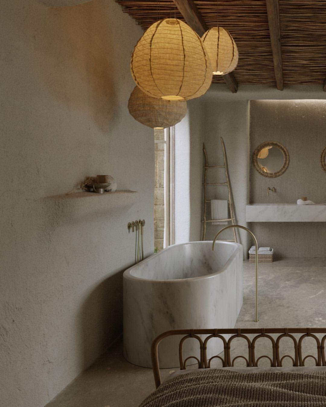 Modern White Marble Bathtub