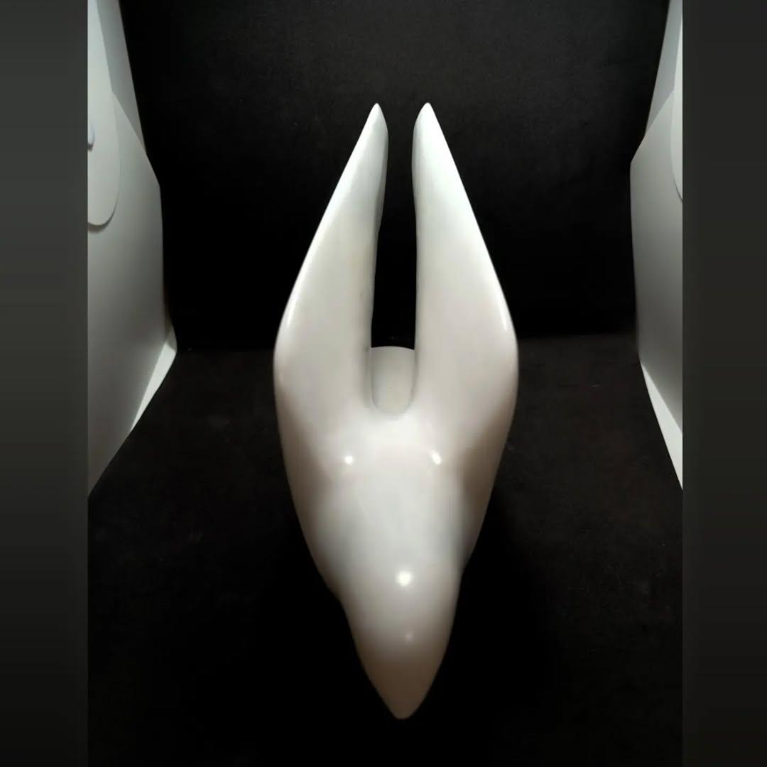 White Marble Abstract Bird Sculpture - Image 2