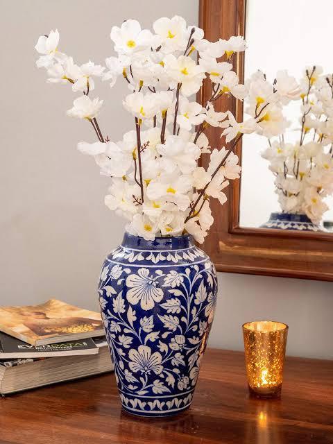 Blue Pottery Floral Vase