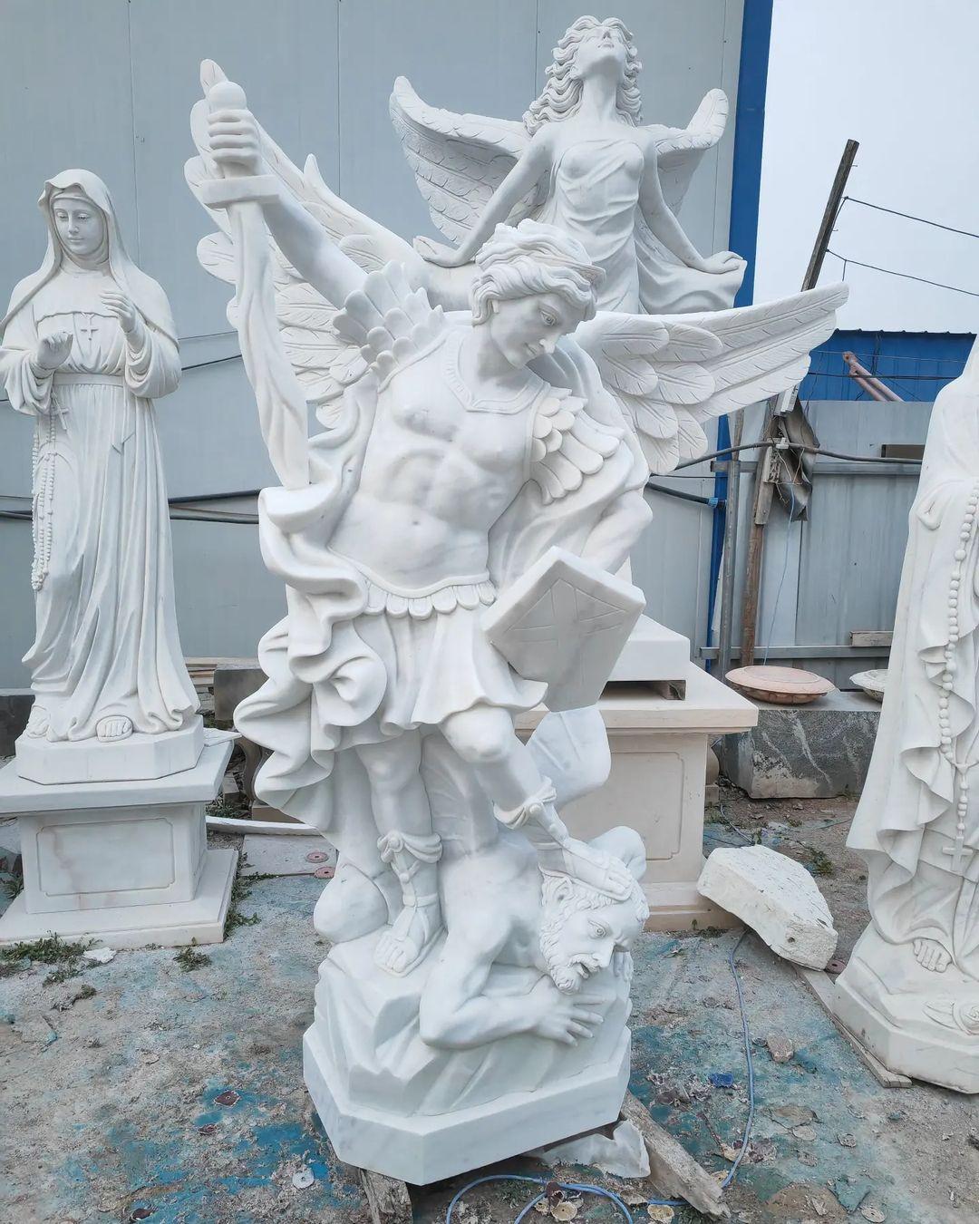White Marble Angel Sculpture