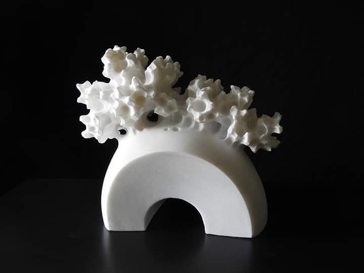 White Marble Coral Sculpture
