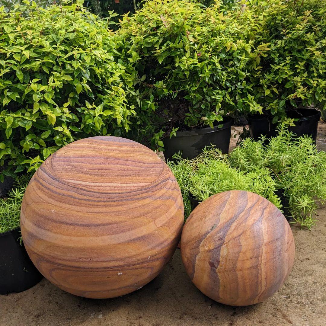 Sandstone Garden Sphere - Rainbow Striped