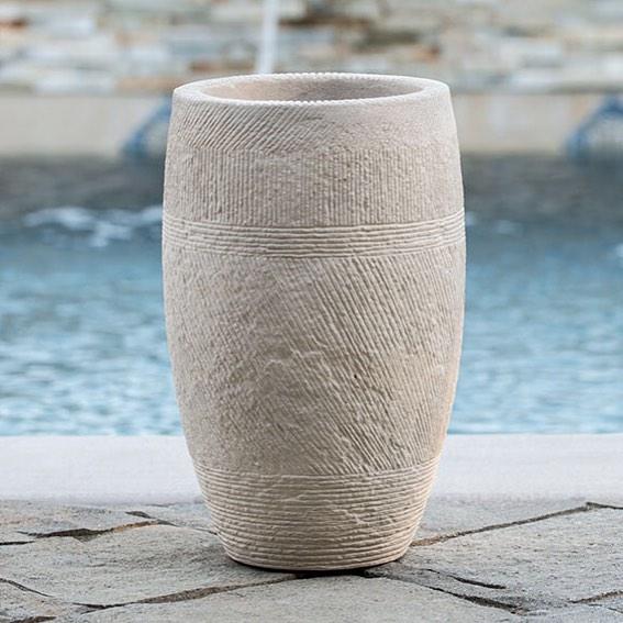 Textured Cylinder Sandstone Planter