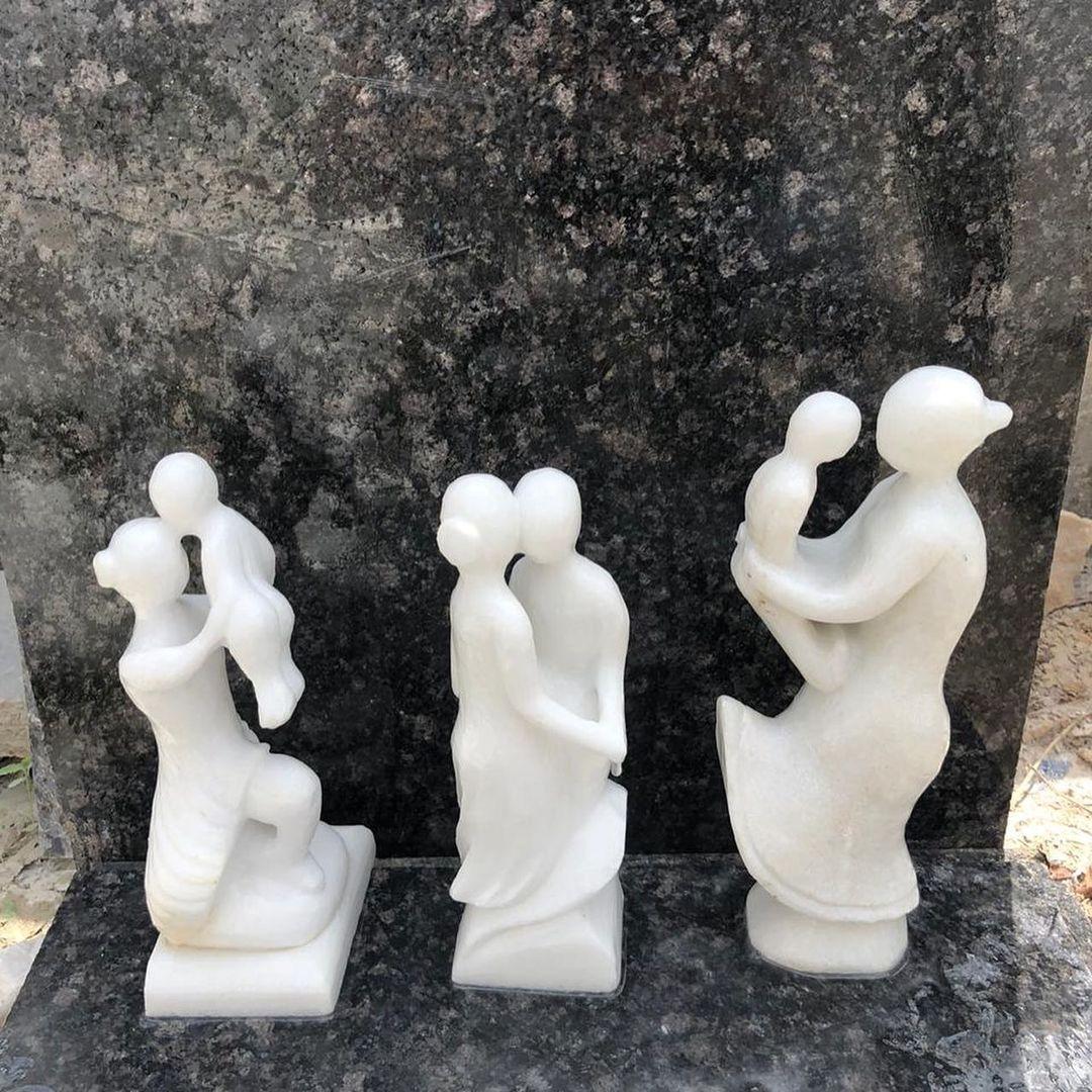 White Marble Family Sculptures - Image 2