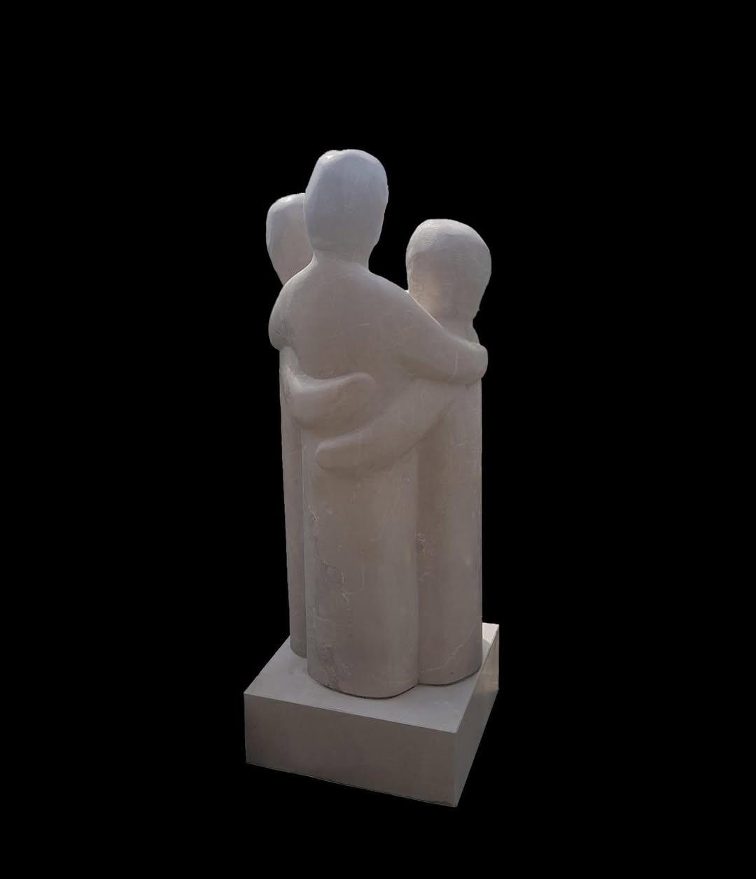 White Marble Family Sculpture - Image 3