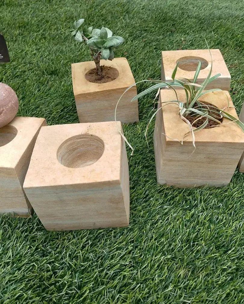 Mini Square Sandstone Planters