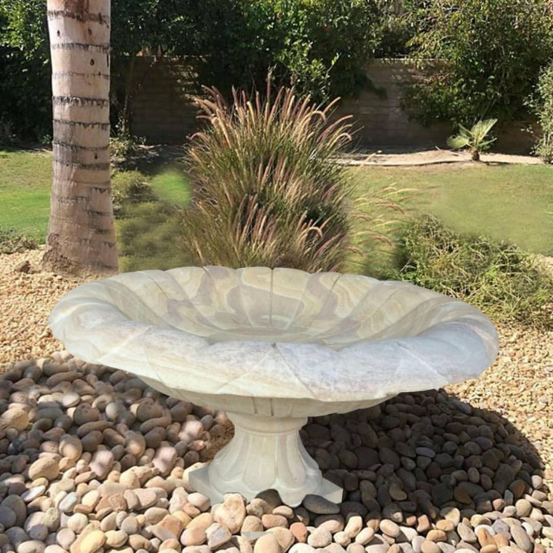 Scalloped Sandstone Bird Bath
