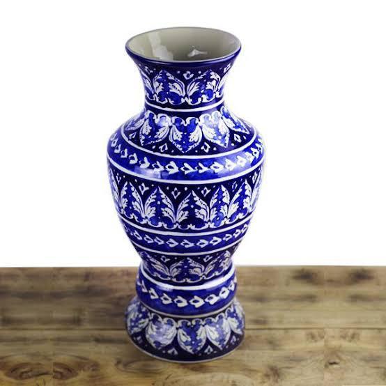 Ornate Blue Pottery Vase