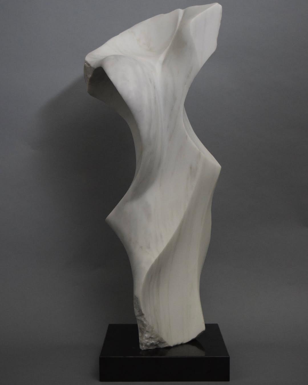 White Marble Abstract Wave Sculpture